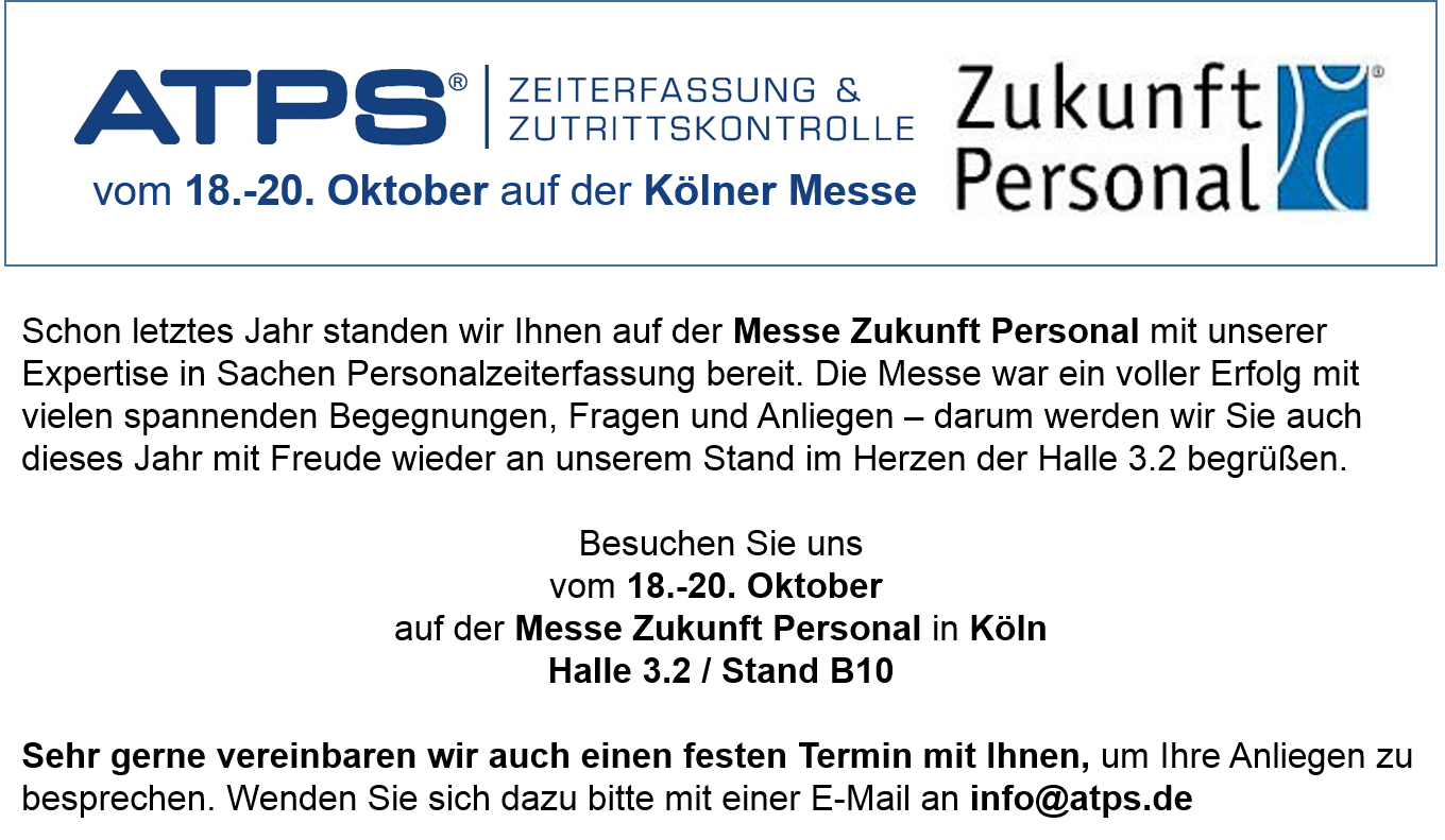 ATPS vom 18.-20. Oktober 2016 auf der „Zukunft Personal“ in Köln